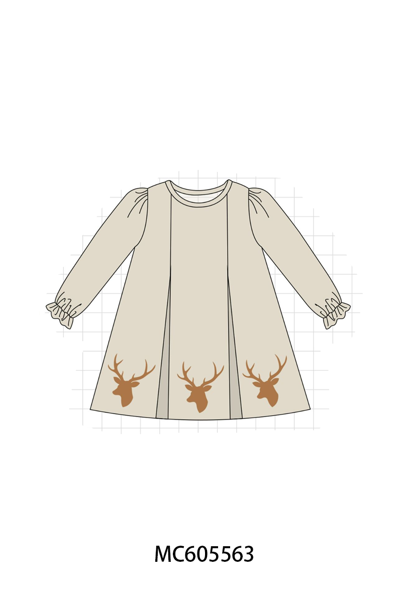 PO93 Green leaves deer embroidery collection