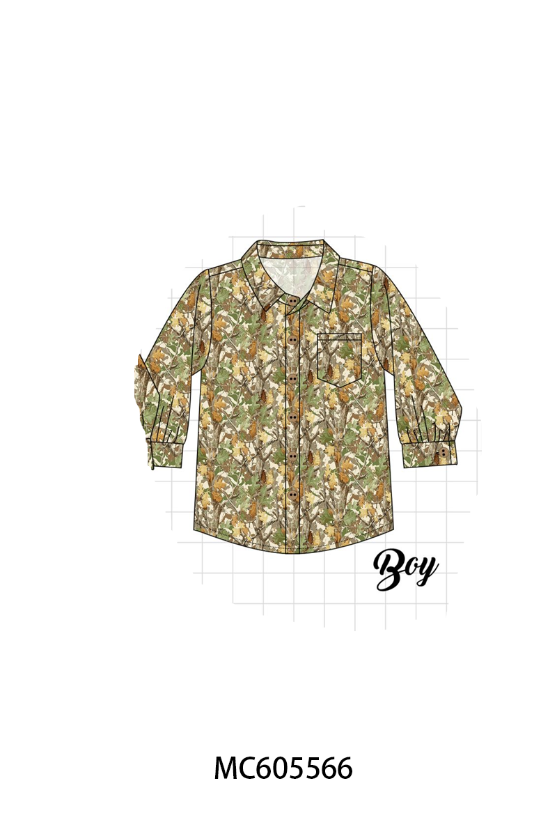 PO93 Green leaves deer embroidery collection