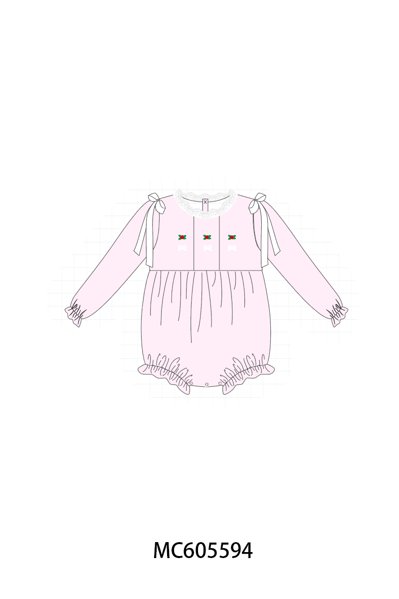 PO93 Pink christmas holly embroidery collection