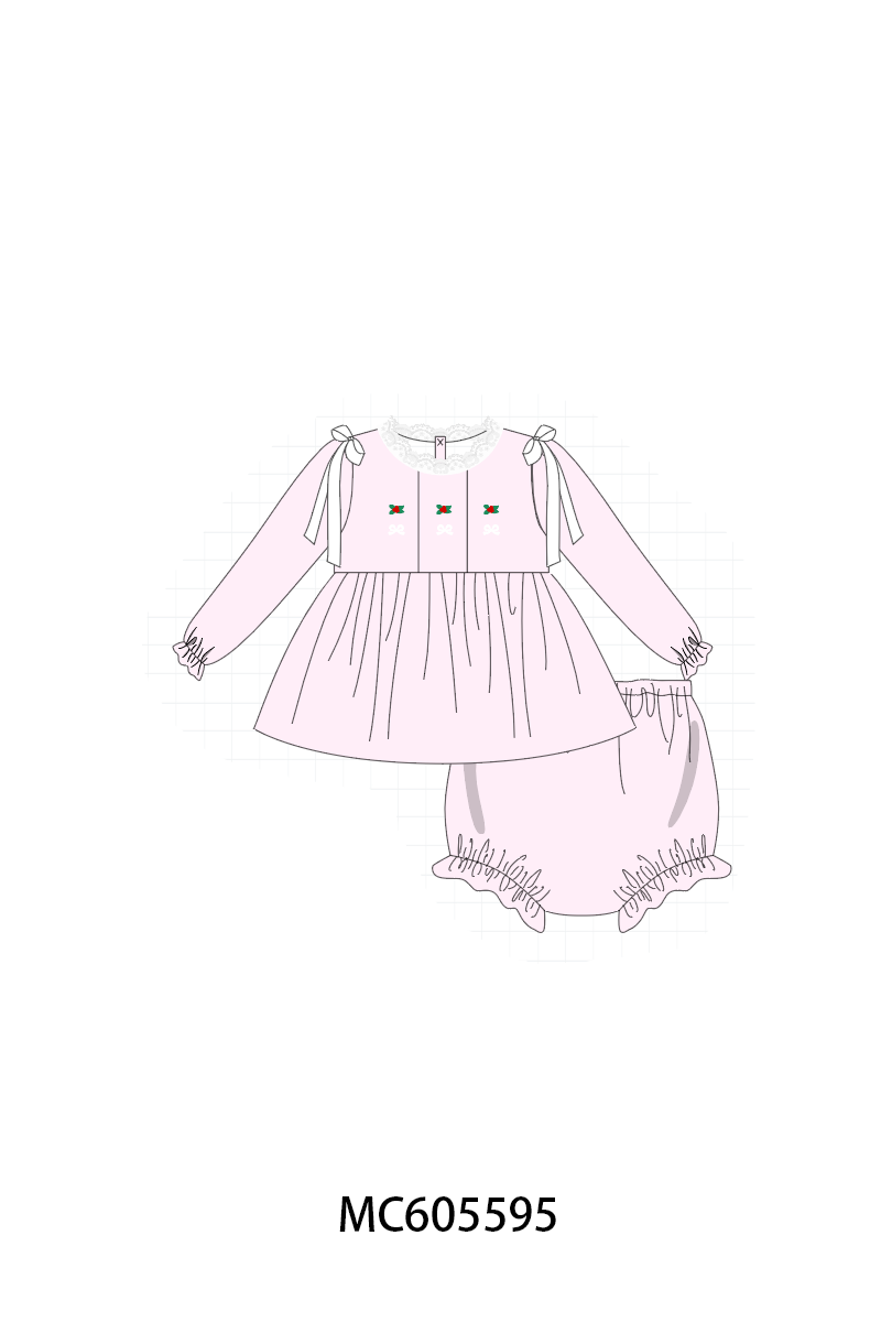 PO93 Pink christmas holly embroidery collection