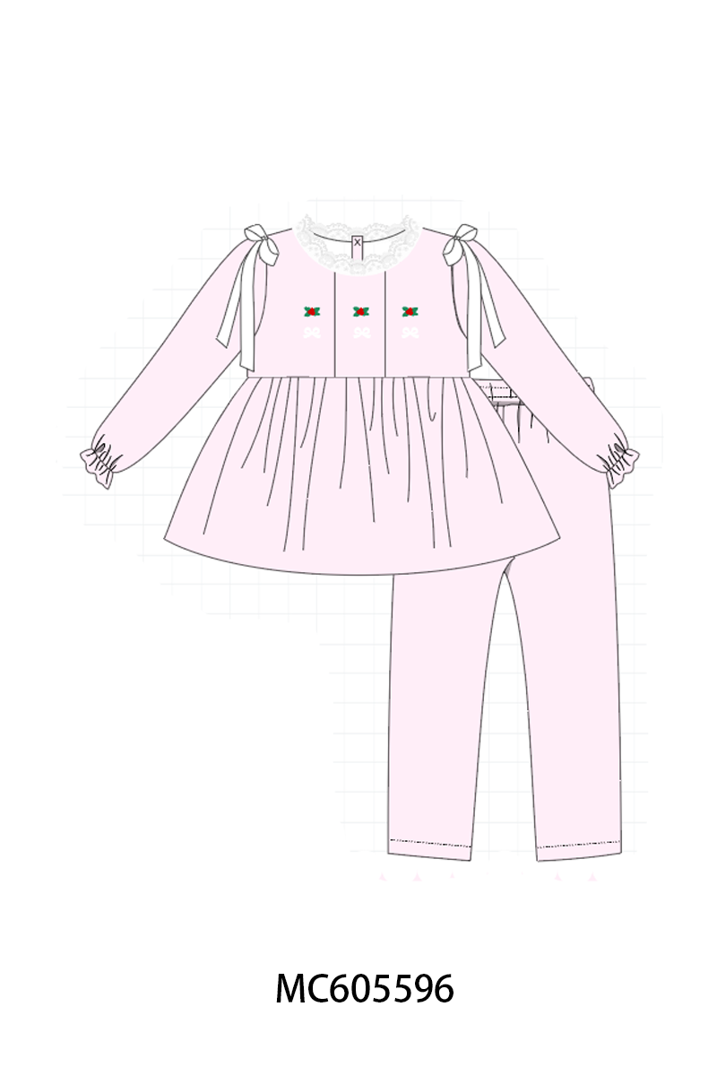 PO93 Pink christmas holly embroidery collection