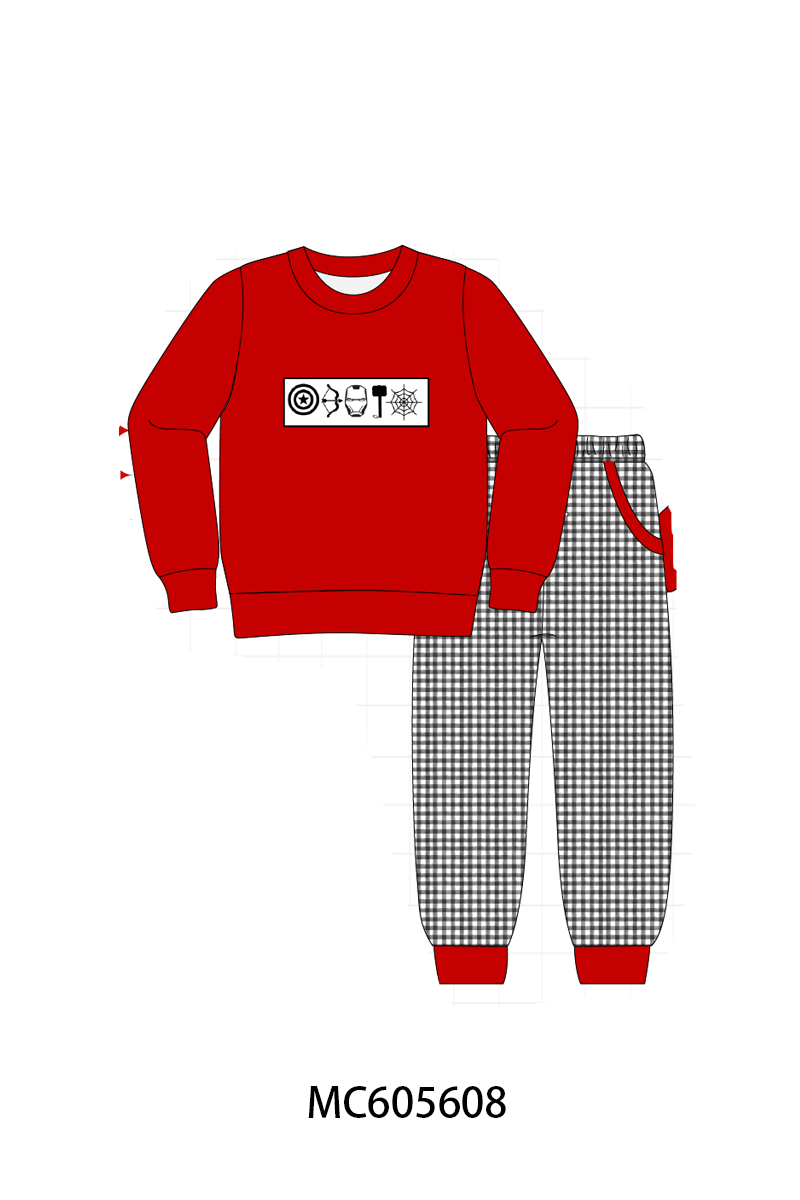 PO93 Red character embroidery collection