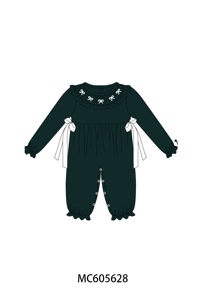 PO93 Forest velvet bow smocked ruffle collection