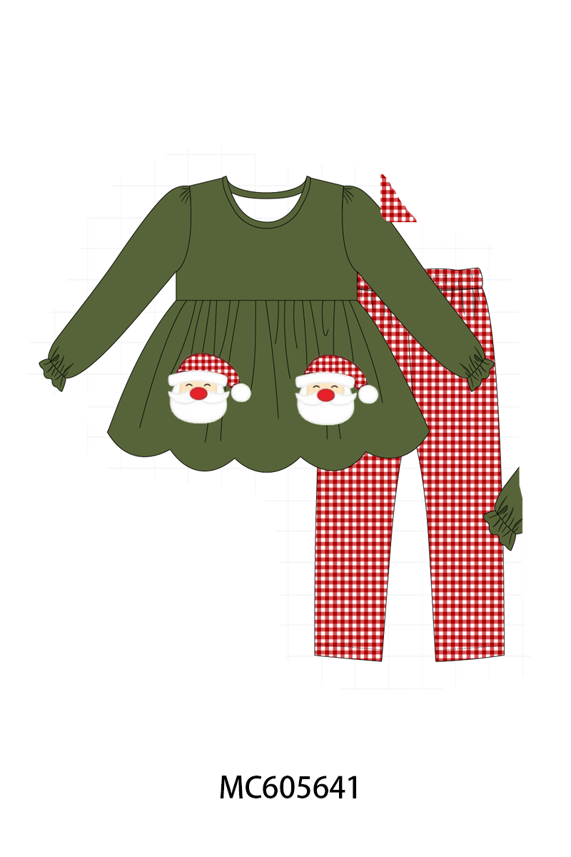 PO93 Green christmas santa claus applique collection