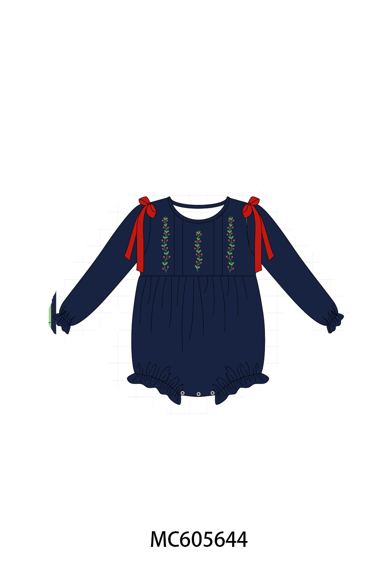 PO93 Navy holly embroidery collection