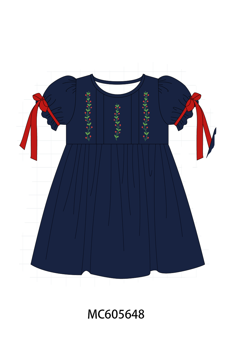 PO93 Navy holly embroidery collection