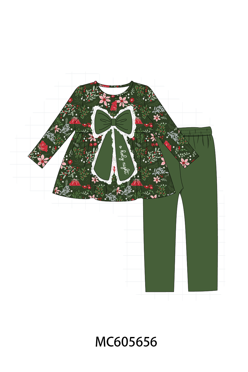 PO93 Green floral print bow collection
