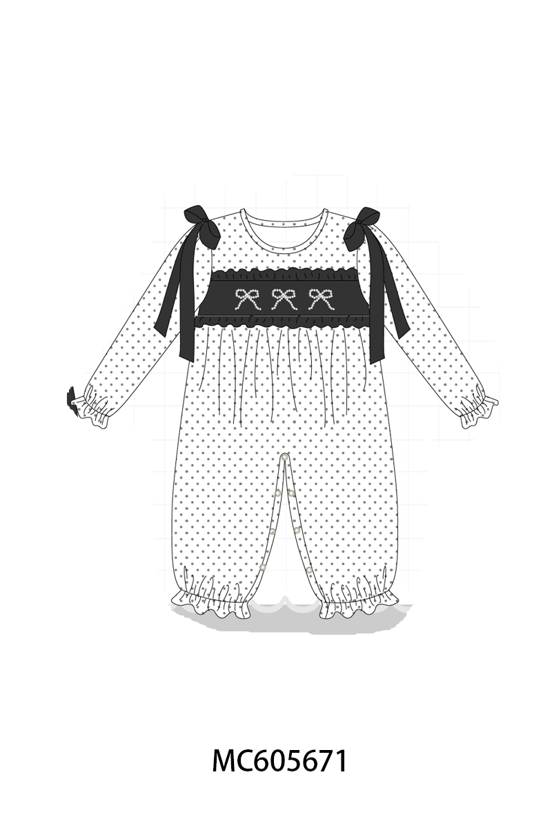 PO93 White bow pearl stich dot collection