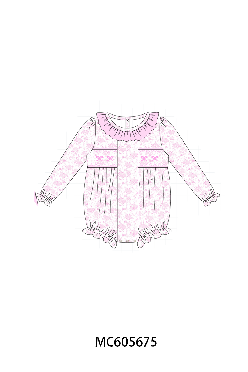 PO95 Pink bow smocked ruffle collection
