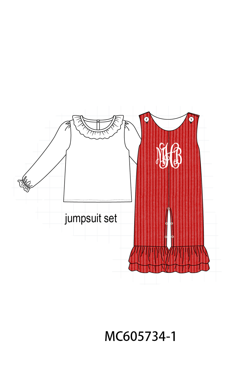 PO95 Red valentine's day corduroy monogram embroidery collection