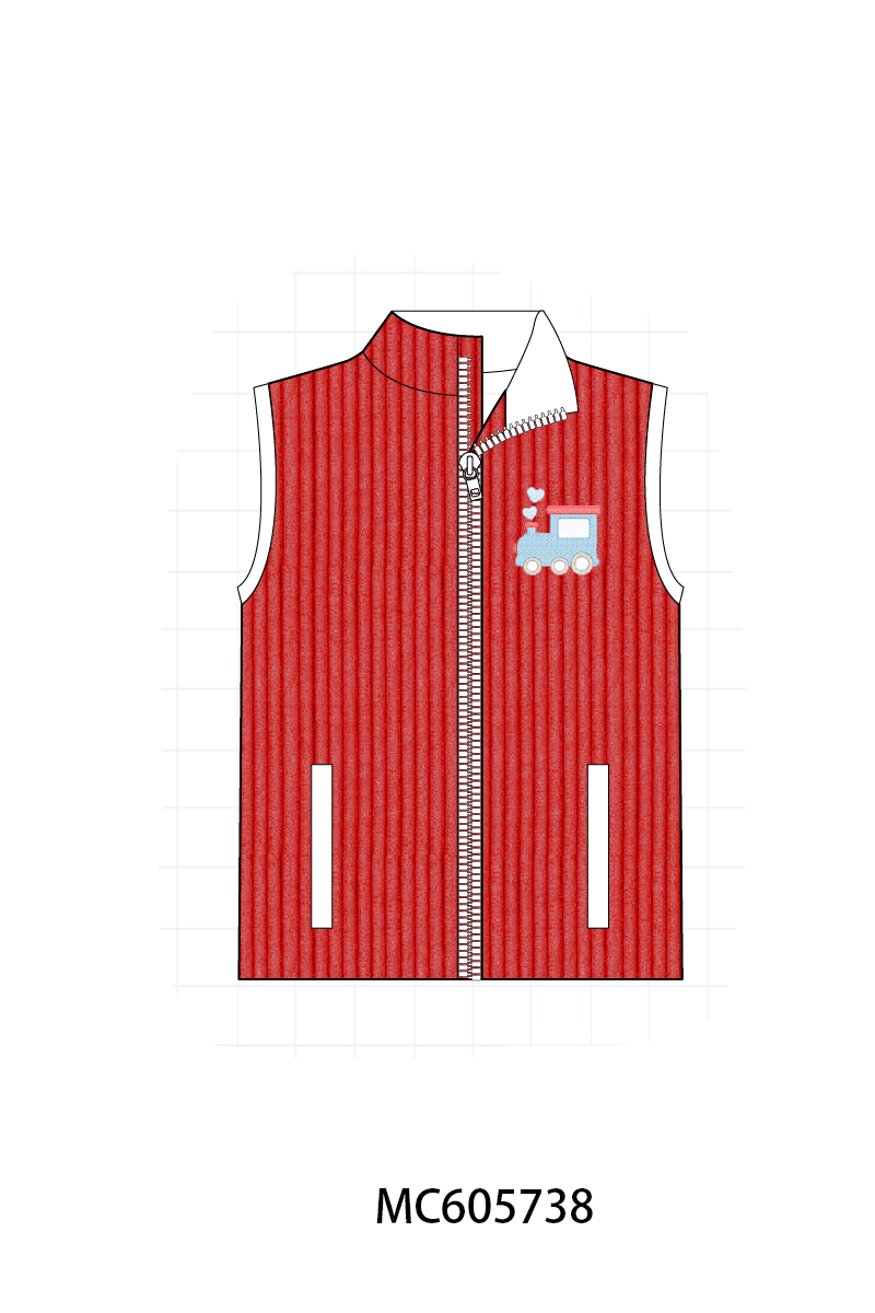 PO95 Red valentine's day corduroy train heart embroidery collection