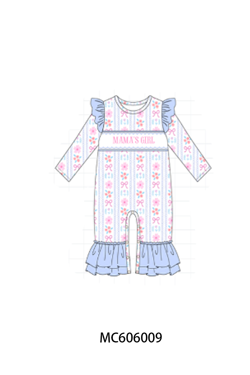 PO95 Blue MAMA'S GIRL embroidery floral collection