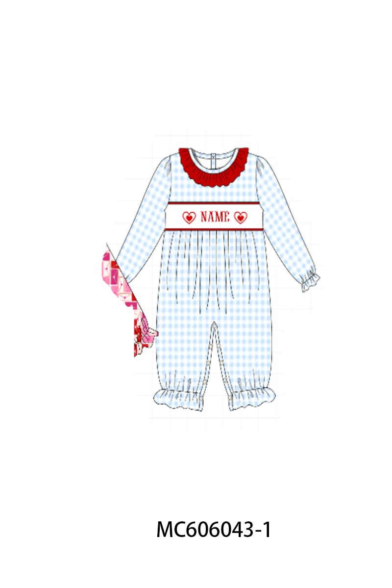 PO95 Red&blue heart monogram embroidery collection