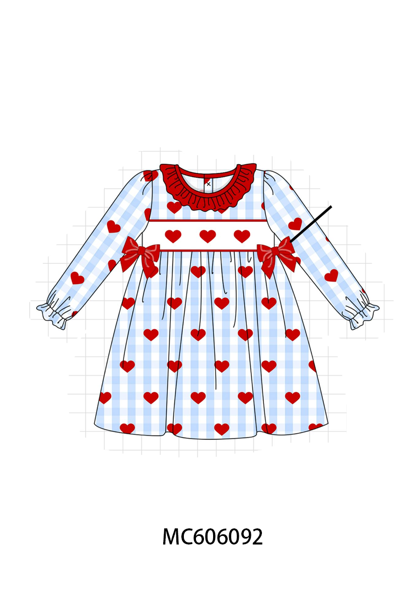 PO95 Blue heart embroidery gingham collection