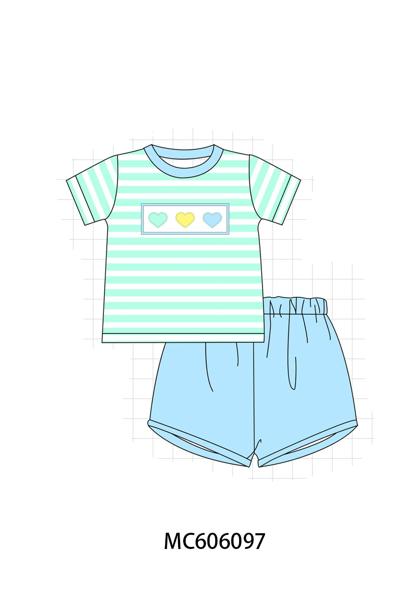 PO95 Rainbow stripe valentine heart applique collection