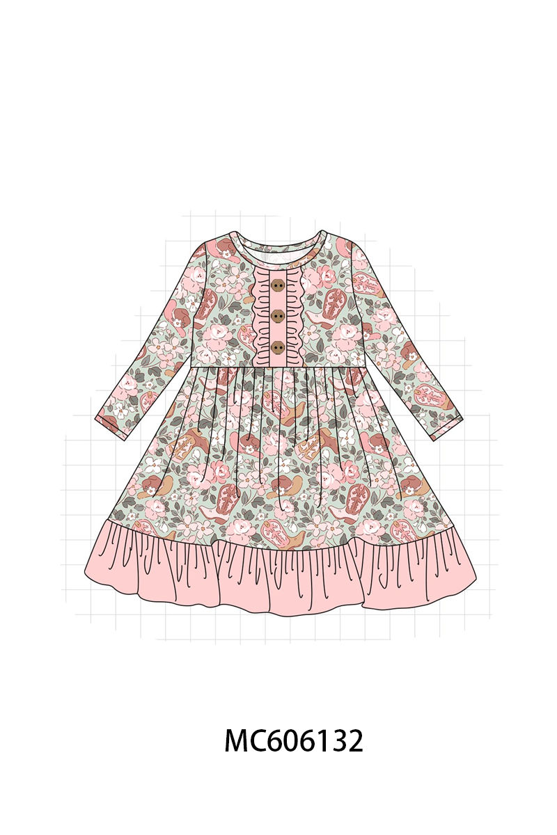 PO95 Pink western boots floral collection