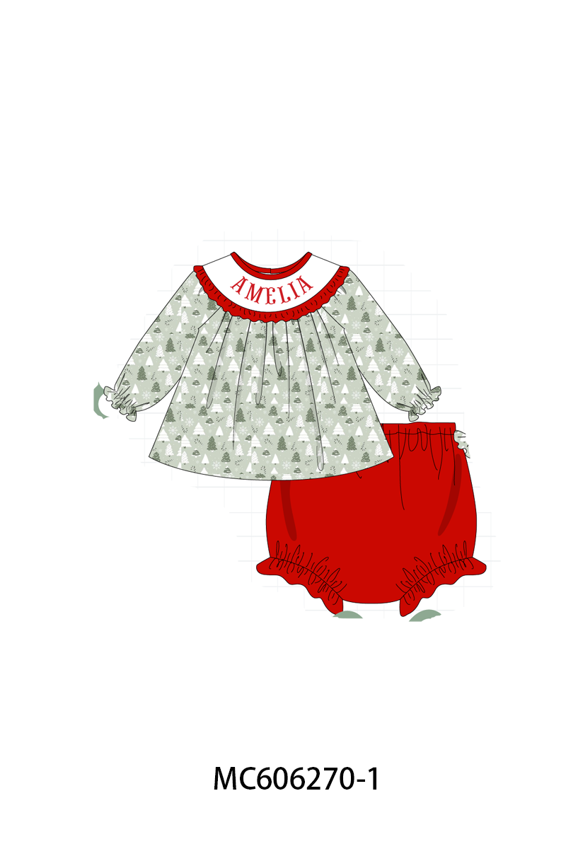 PO95 Green christmas tree monogram embroidery collection