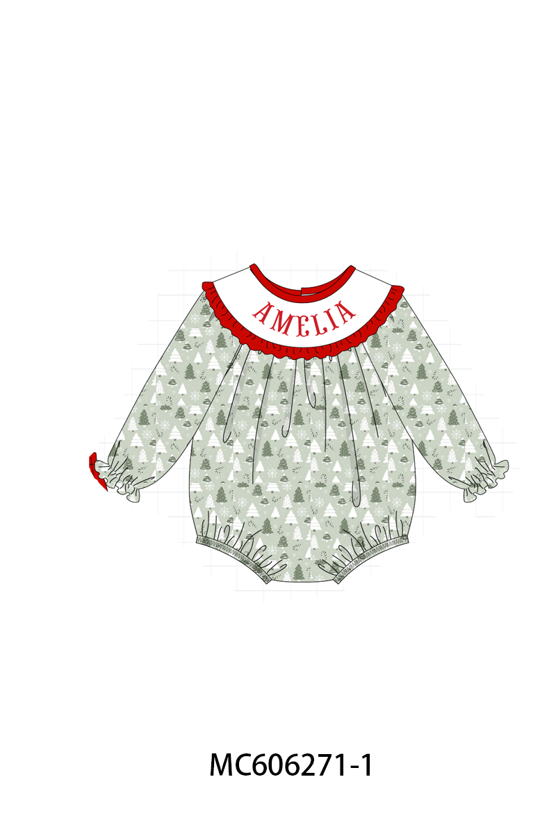 PO95 Green christmas tree monogram embroidery collection
