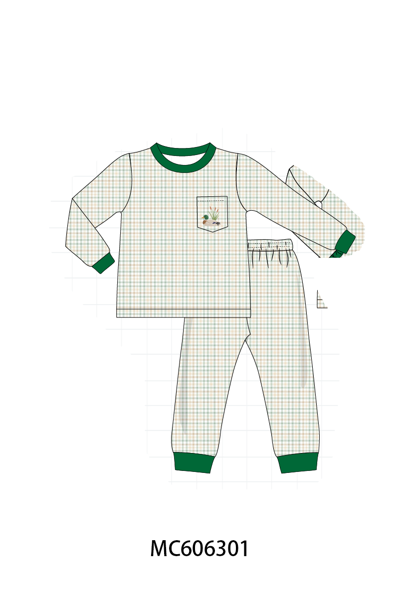 PO95 Sage duck embroidery plaid collection 2