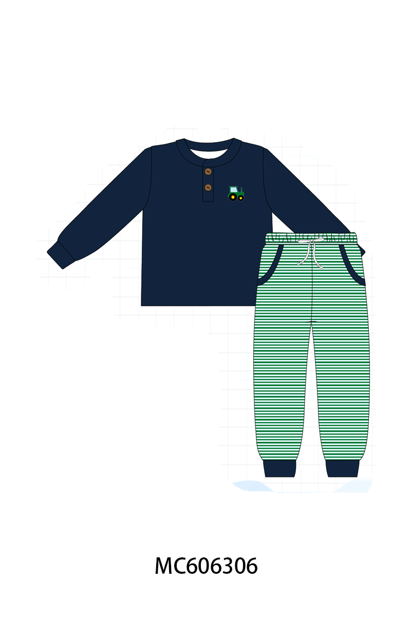 PO95 Navy tractor embroidery stripe collection