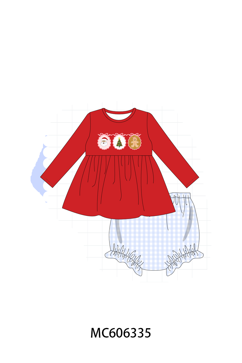 PO95 Red christmas santa tree gingerbread applique collection