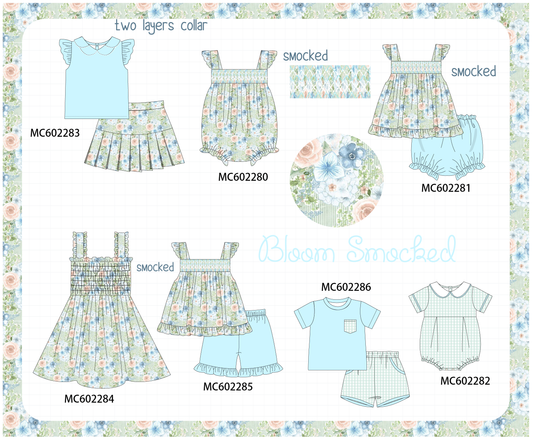 PO81 Mint floral print smocked collection