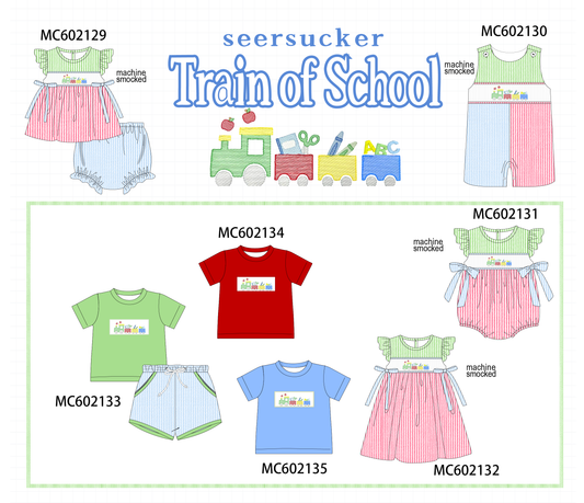 PO81 Multicolored train of scholl smocked seersucker collection