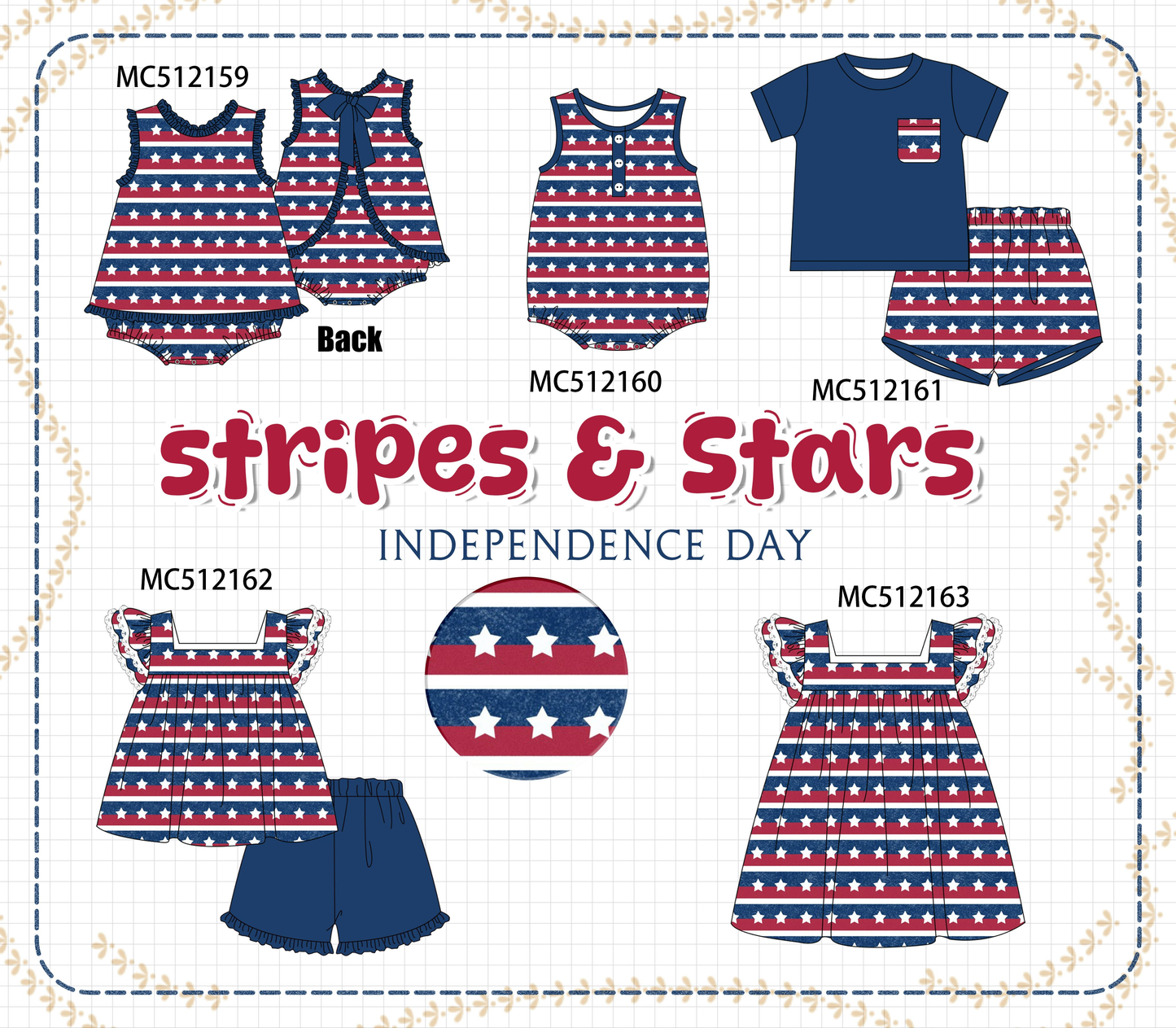 PO76 Navy Patriotic star print collection