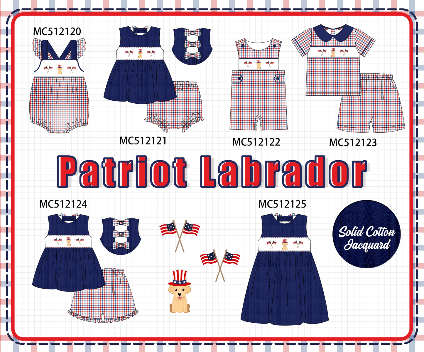 PO76 Navy patriotic puppy flag embroidery collection