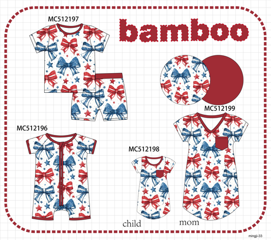 PO76 Patriotic bow print bamboo collection