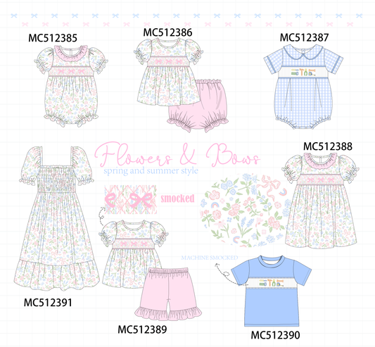 PO76 Pink&blue bow smocked collection