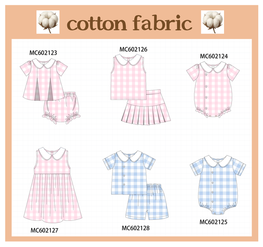 PO81 Pink&blue cotton peter pan collar gingham collection
