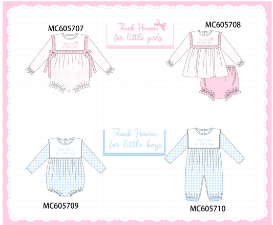 PO93 Pink&blue embroidery dot gingham collection