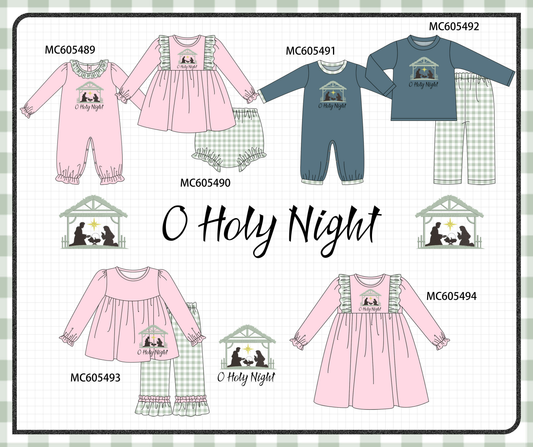 PO93 Pink&navy nativity embroidery ruffle gingham collection