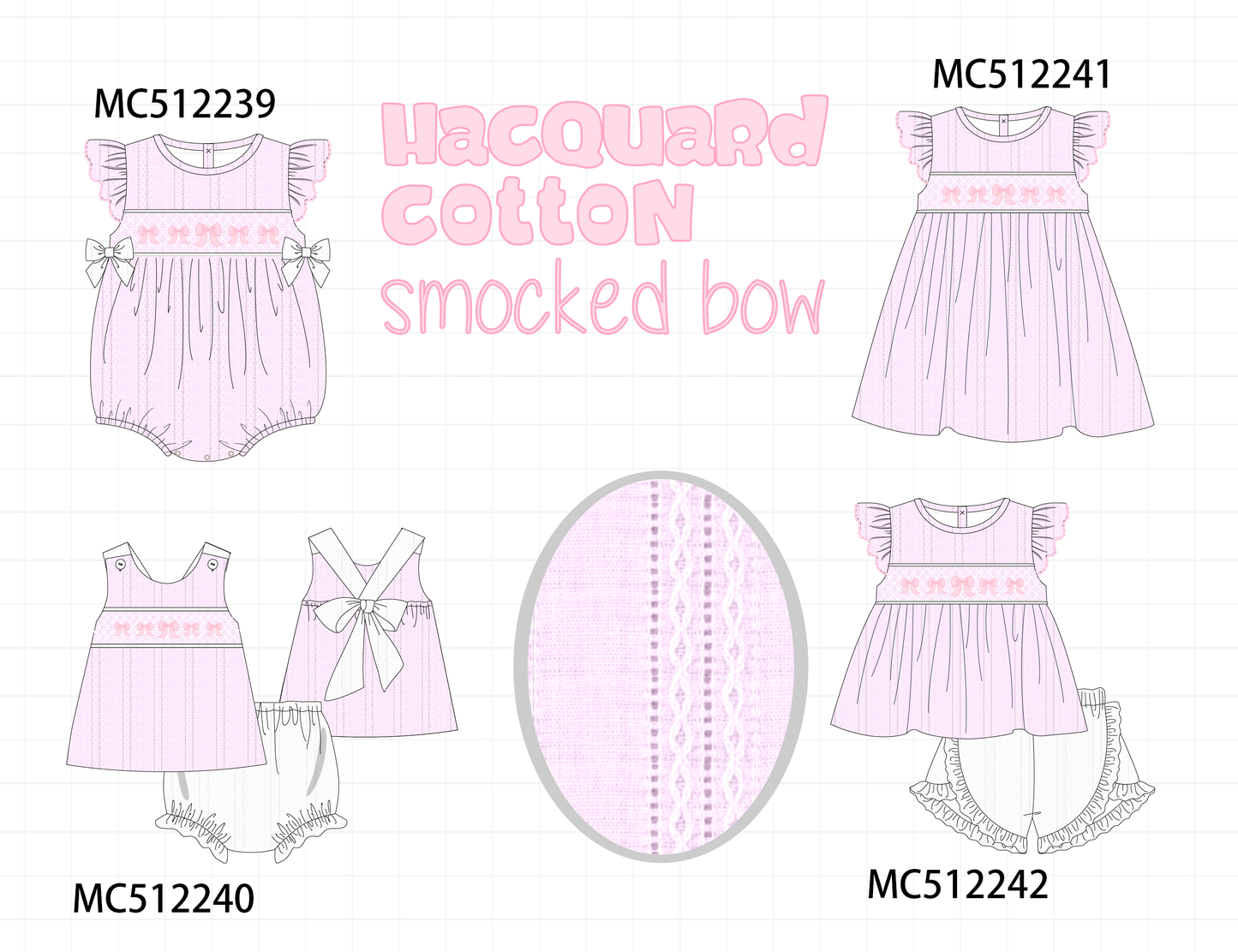 PO76 Pink bow smocked collection