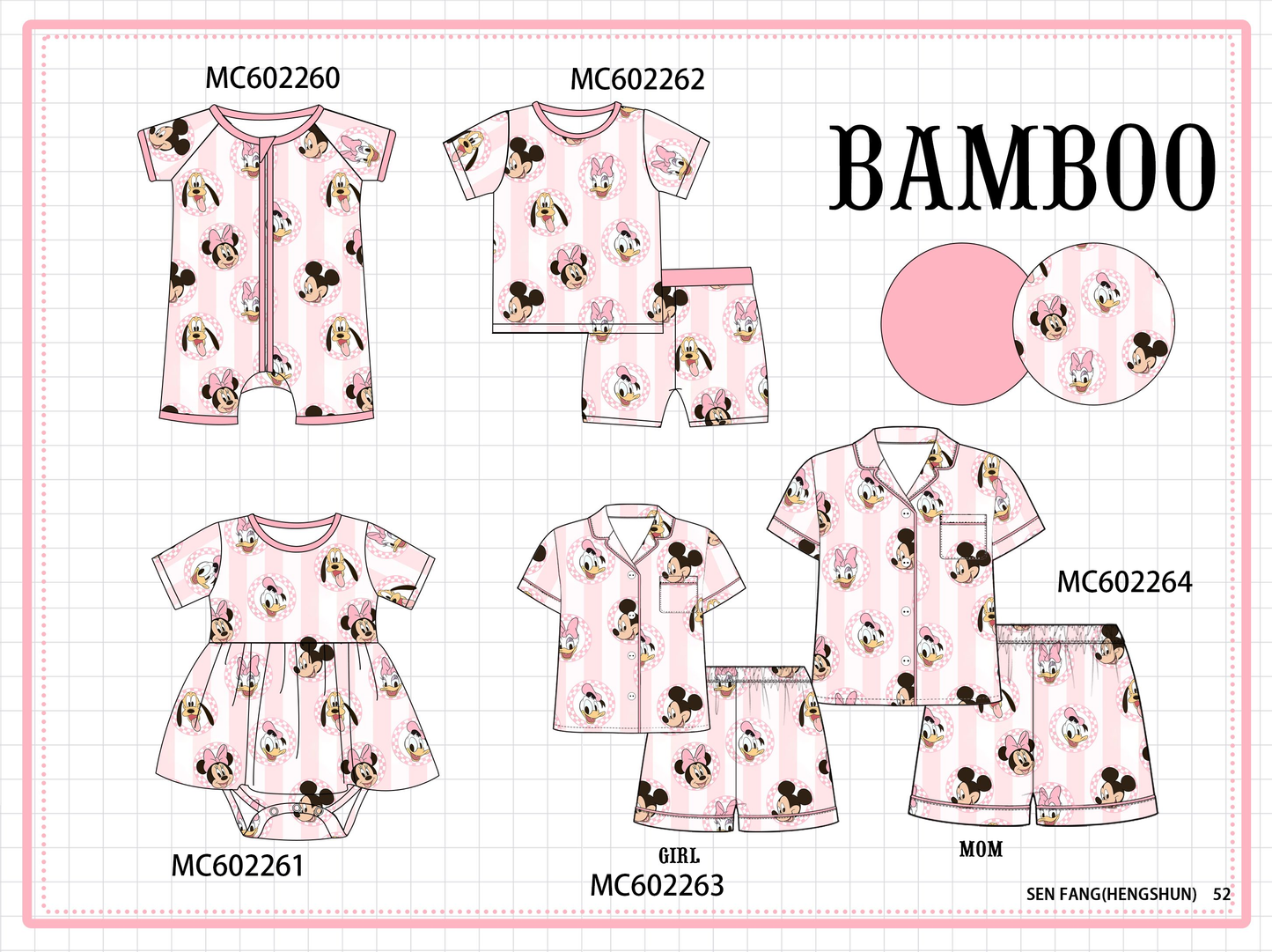PO81 Pink character print bamboo collection