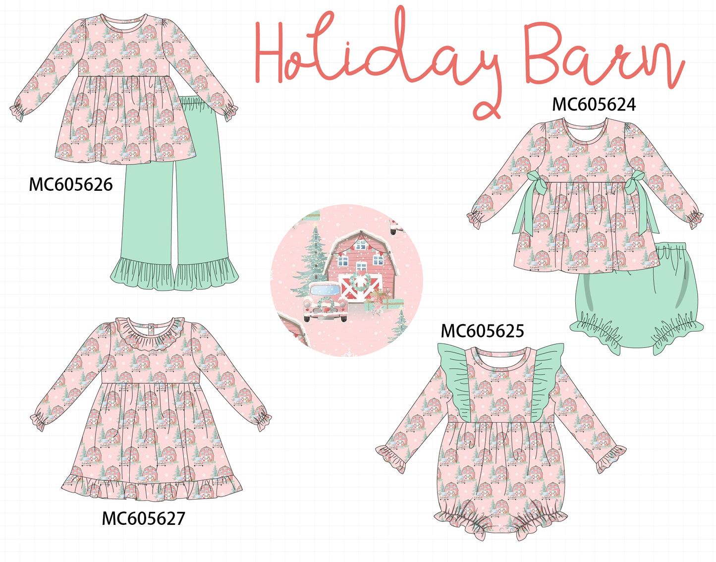 PO93 Pink christmas house ruffle collection