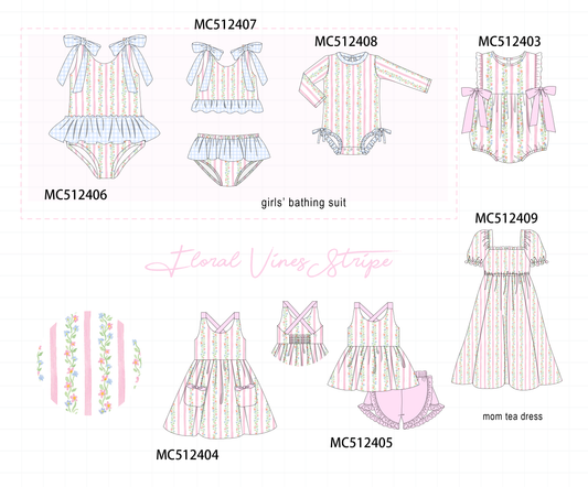 PO76 Pink floral stripe print collection