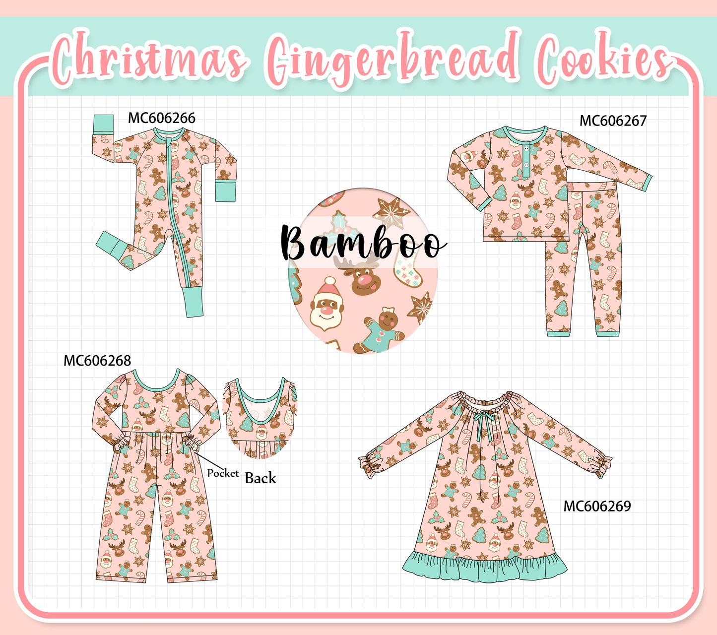 PO95 Pink gingerbread cookie bamboo collection