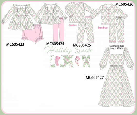PO93 Pink holiday floral socks print collection