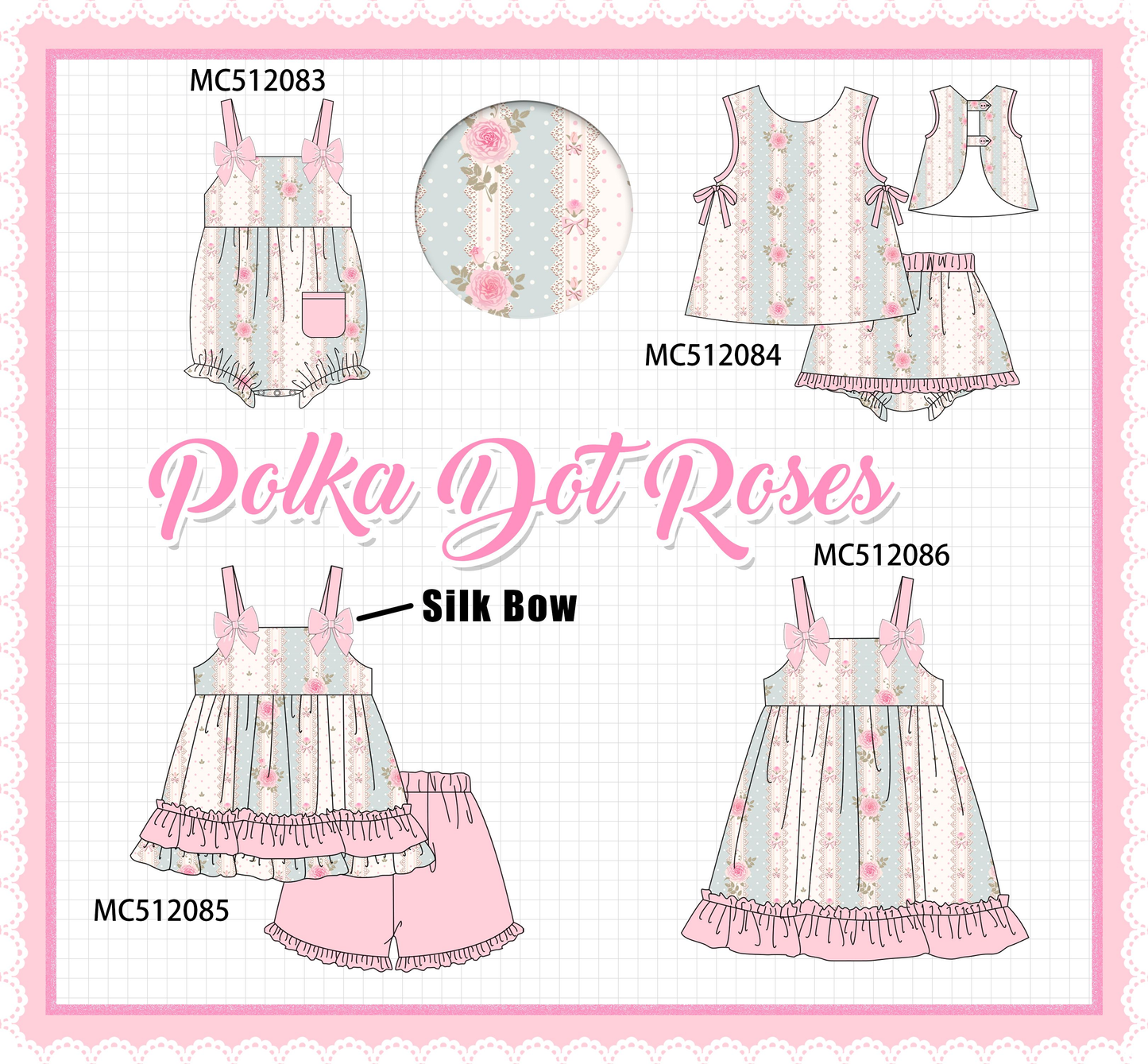 PO76 Pink polka dot rose print collection