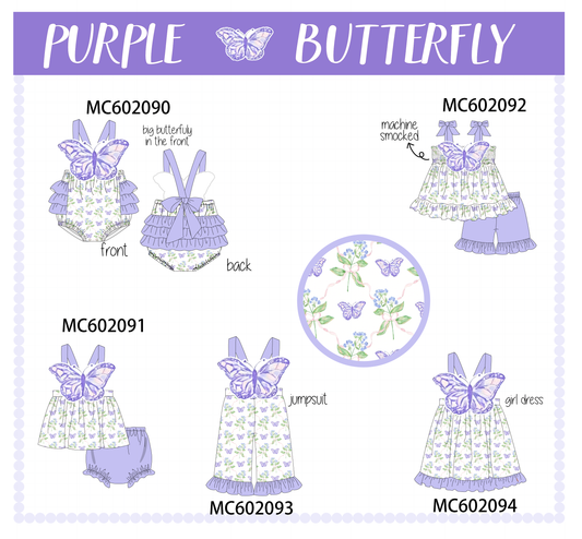 PO81 Purple floral butterfly applique collection