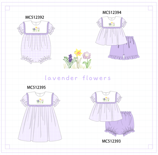 PO76 Purple floral embroidery gingham collection