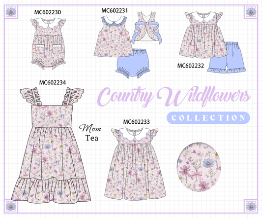 PO81 Purple garden floral print ruffle collection