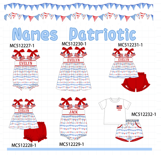 PO76 Red Patriotic monogram embroidery flag collection