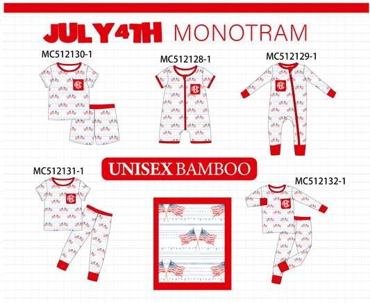 PO76 Red patriotic flag monogram bamboo collection